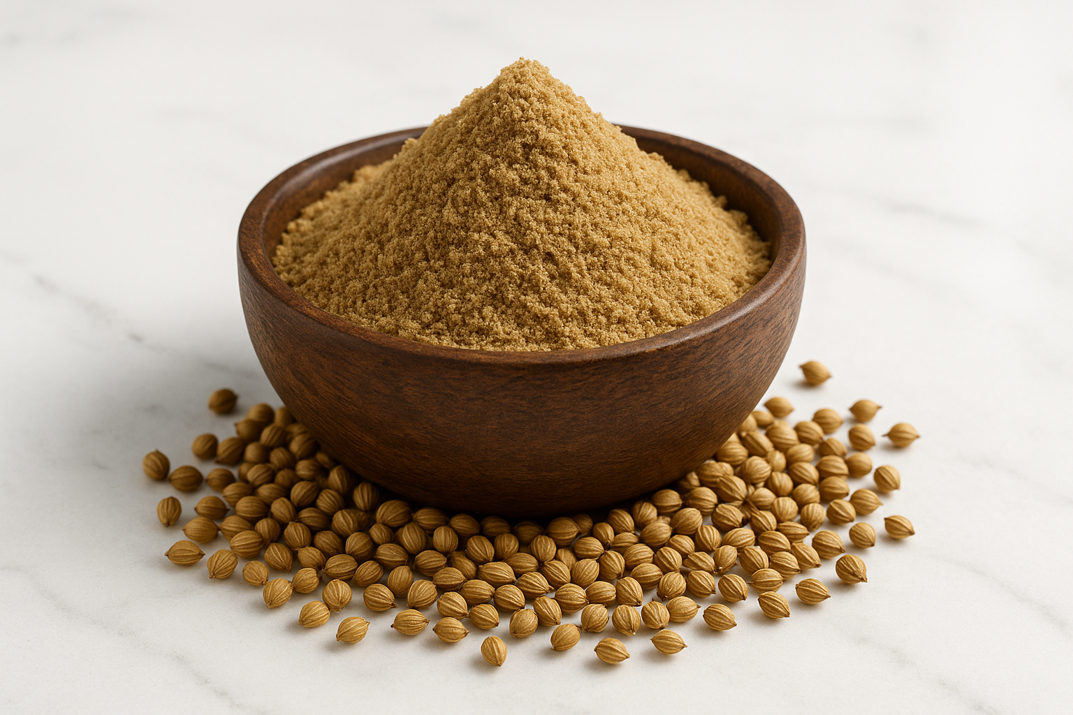 Dhania powder in a bowl and spread with coriander  in 1000x1000 dimension
